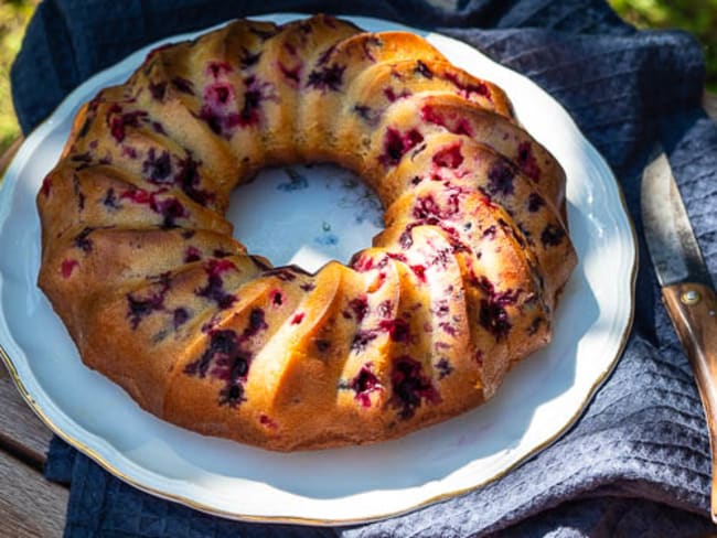 Gâteau au yaourt aux groseilles et au cassis