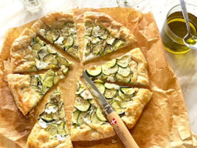 Tarte fine, courgettes, ricotta