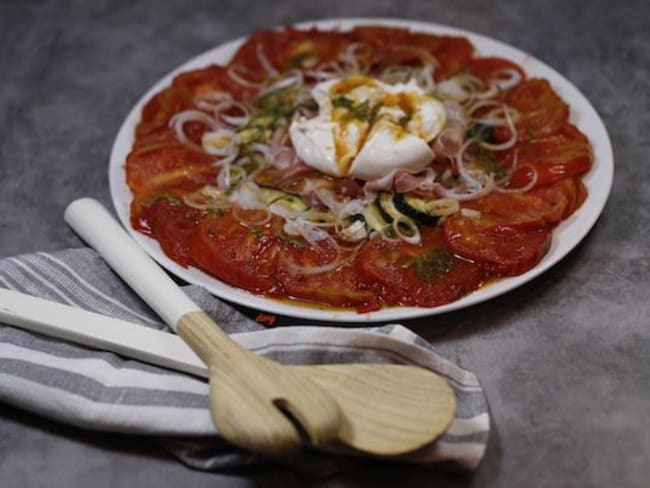 Salade de légumes rôtis mozzarella et jambon cru