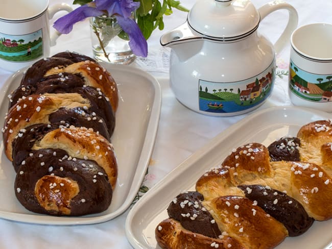 Brioche tressée bicolore pour un petit déjeuner gourmand