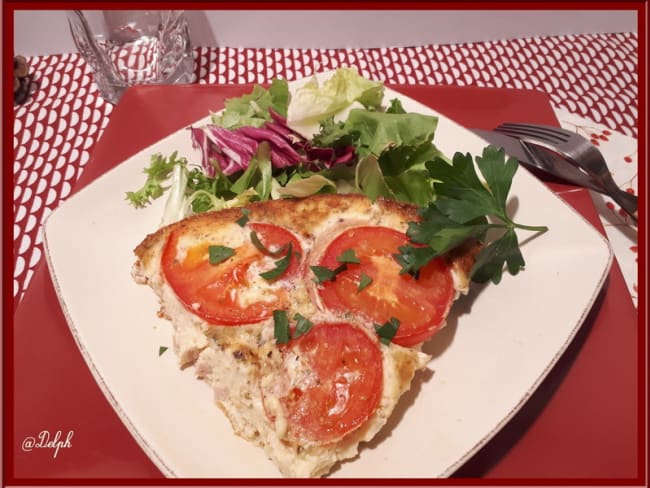 Gâteau d’omelette aux tomates et poulet