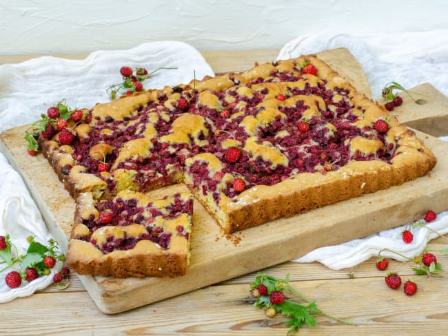 Tarte moelleuse aux fraises des bois