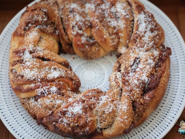 Brioche tressée coco chocolat