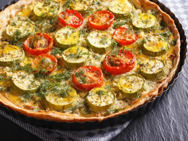 Tarte à la courgette et aux crevettes