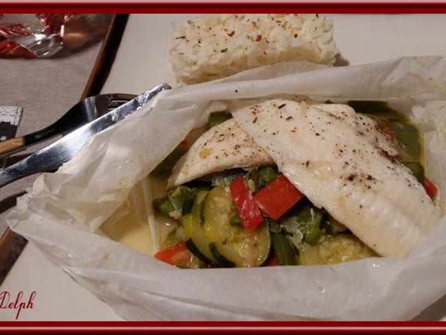 Papillotes de poissons aux poivrons et courgette