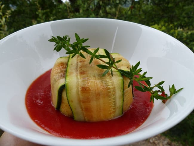 Charlotte de courgette au chèvre frais