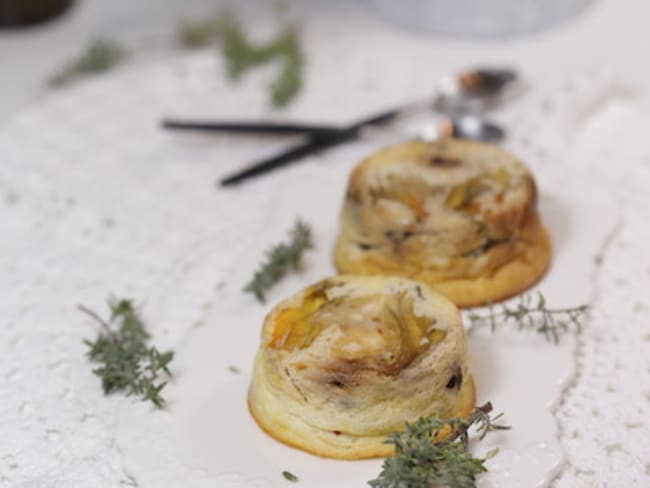 Flans de fleurs de courgettes et ricotta