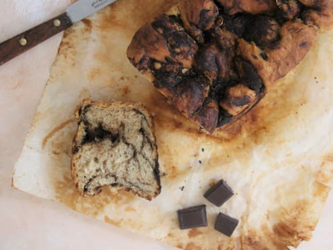 Brioche marbrée à la pâte à tartiner (vegan)