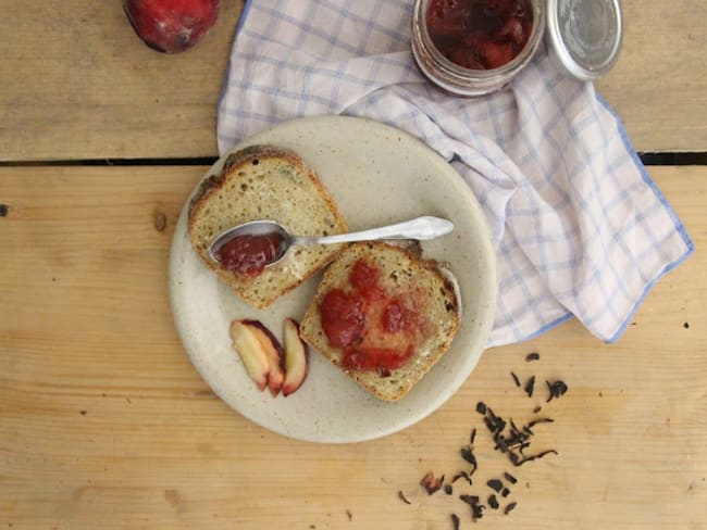 Confiture pêche blanches hibiscus