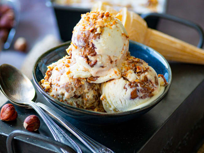 Glace maison vanille noisettes (sans sorbetière)