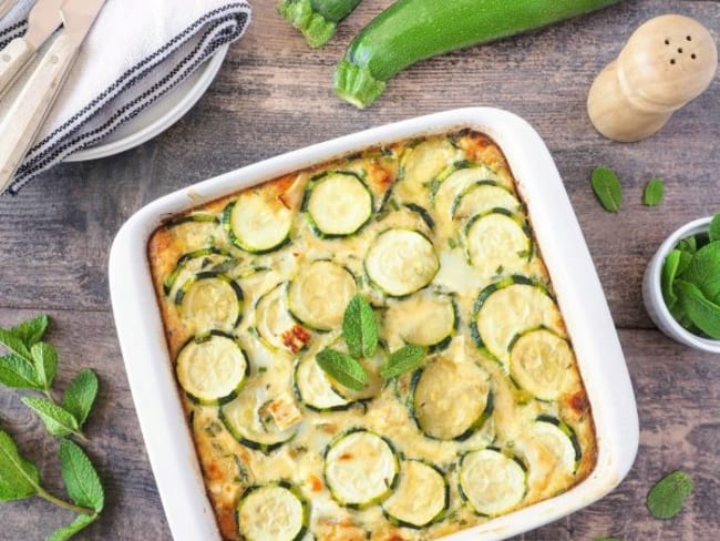 Clafoutis léger aux courgettes et fromage de chèvre 