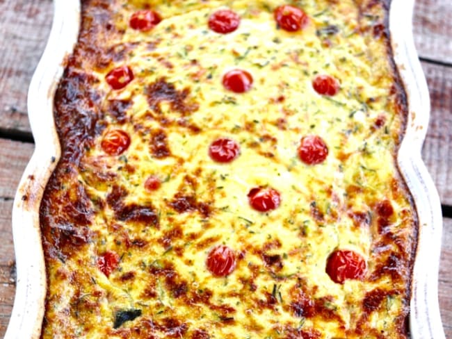 Clafoutis chèvre – courgettes et tomates cerises