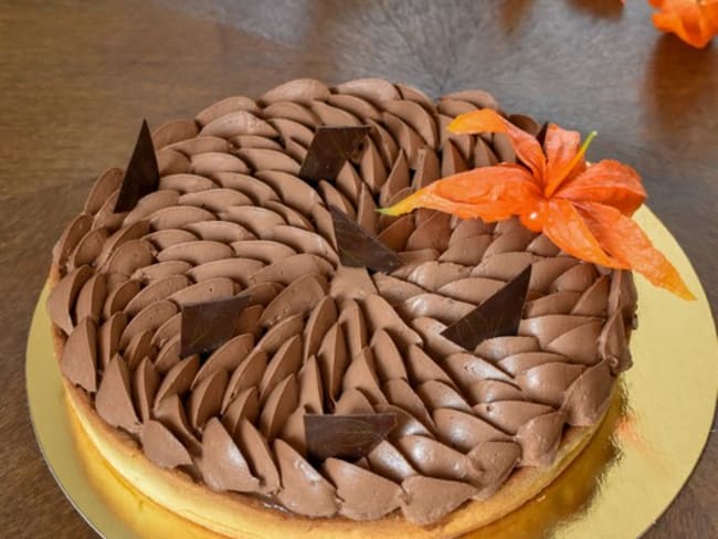 Tarte crémeux café et sa ganache montée au chocolat noir