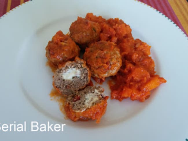 Boulettes de viande à la tomate séchée et fromage feta