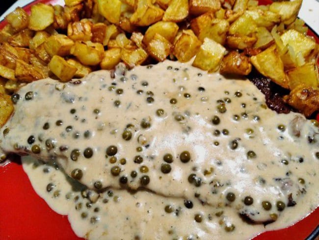 Steak au poivre vert