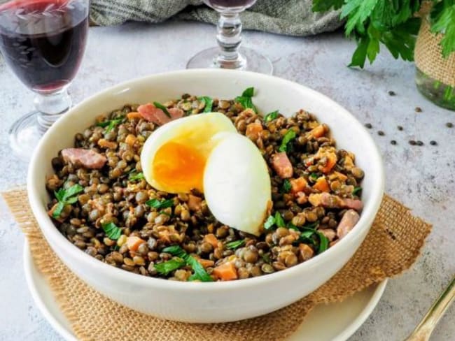 Salade de lentilles aux lardons