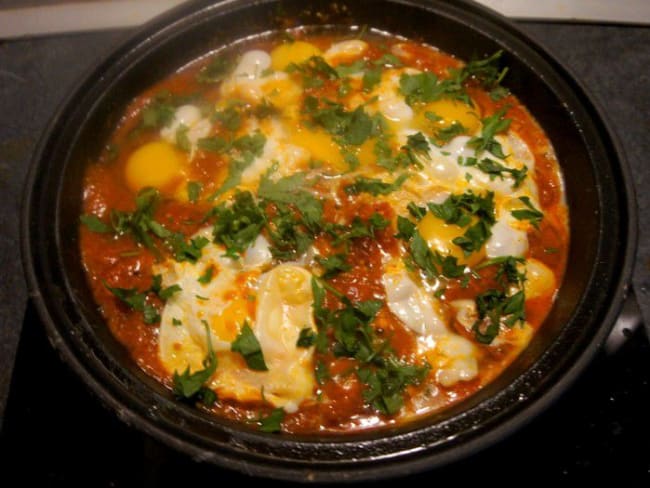 Tajine de tomates aux œufs à  la marocaine