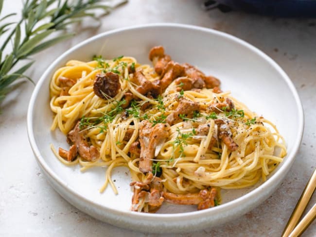 Pâtes aux girolles et à la crème