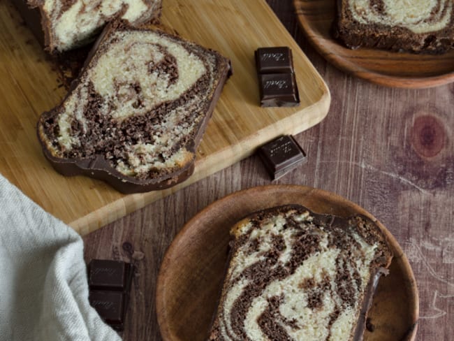 Le cake marbré à la vanille et au chocolat