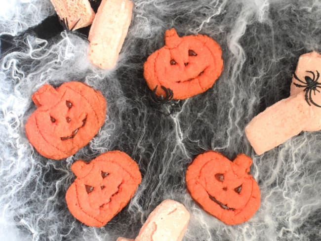 Mini citrouilles aux biscuits roses pour octobre rose et halloween