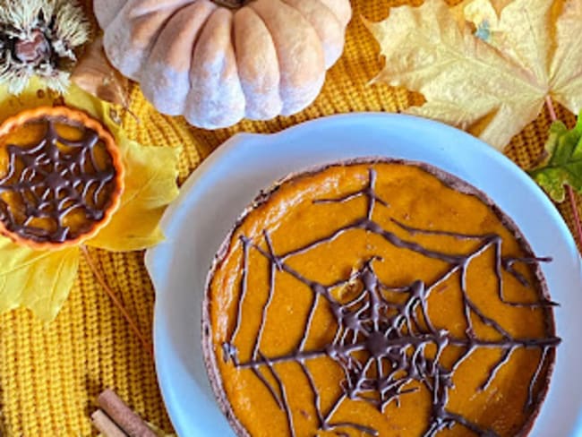 La tarte Halloween au potimarron et sa toile d’araignée