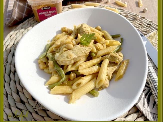 One pot pasta aux pois chiches, haricots verts et poulet (pâtes)