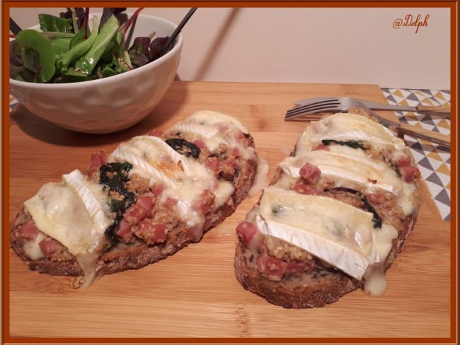 Tartines aux épinards et brie de Meaux