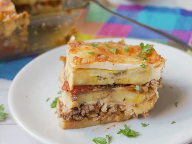 Lasagnes de bananes plantain à l'antilllaise et piment végétarien