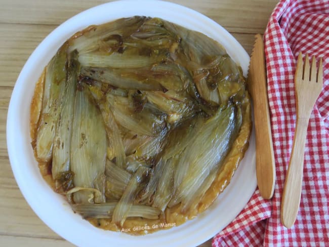 Tatin d'endives à  la noix de jambon et comté