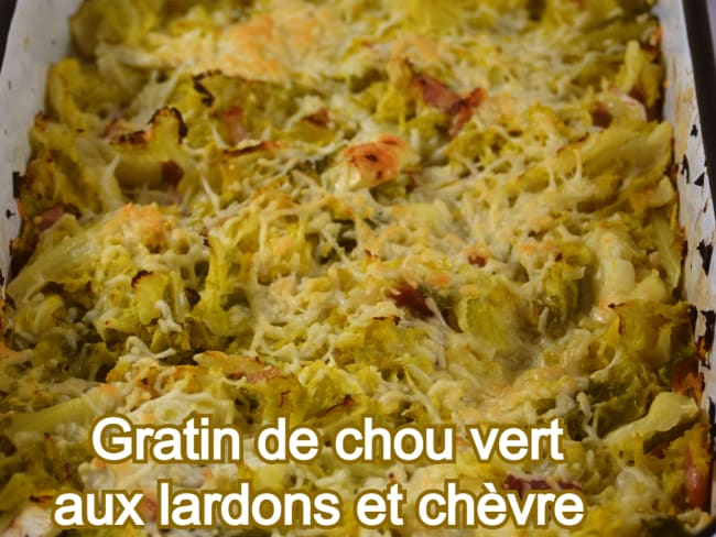 Gratin de chou vert aux lardons et chèvre