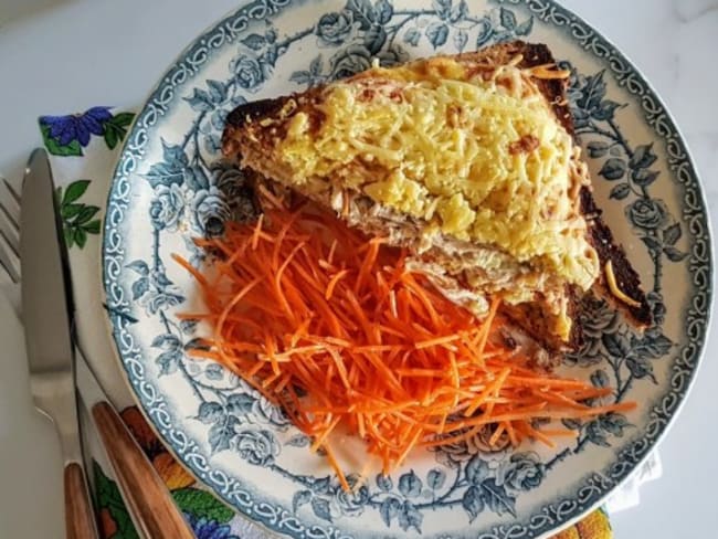 Croque monsieur aux restes de viande effilochée