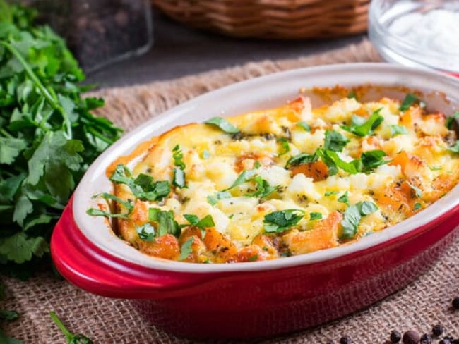 Gratin de potiron au parmesan et mozzarella