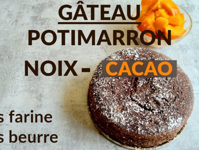 Gâteau au potimarron, cacao et noisettes