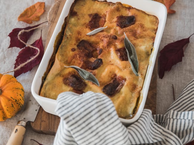 Lasagnes à la courge butternut et fromage de chèvre et épinard