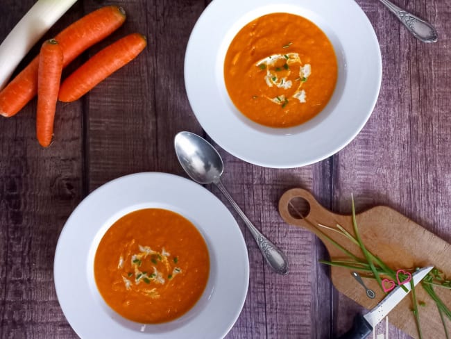 Velouté potimarron, carottes et poireau