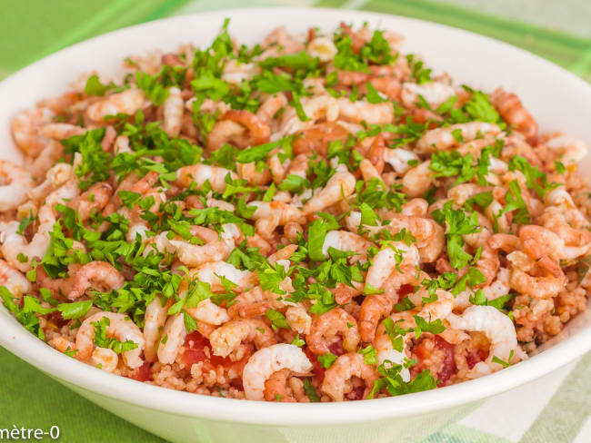 Taboulé sans cuisson aux crevettes