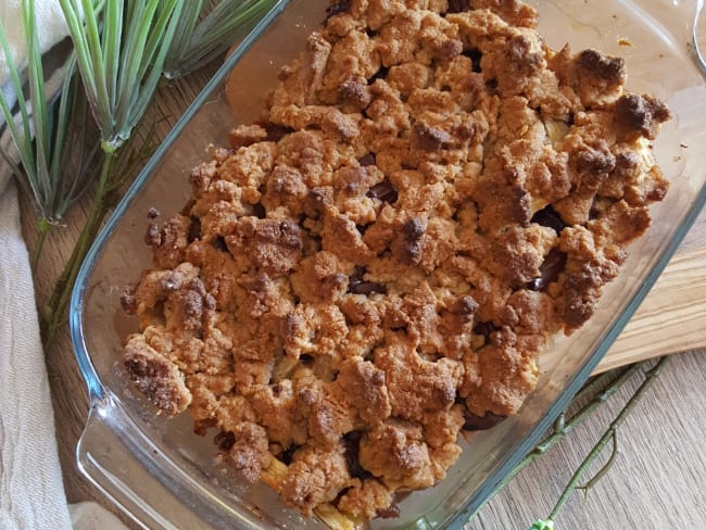 Crumble farine de Châtaigne, pomme et chocolat