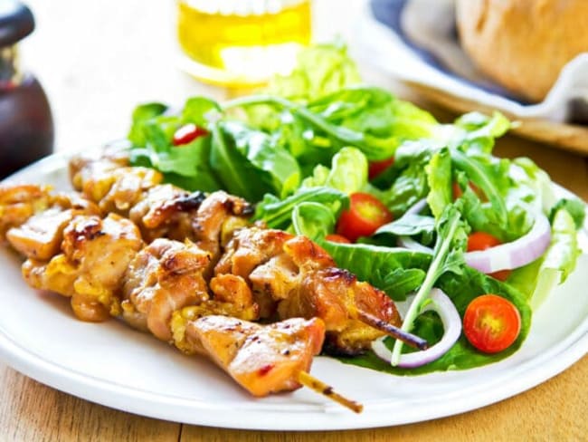 Brochettes de poulet grillé à la façon Grecque - Recette minceur