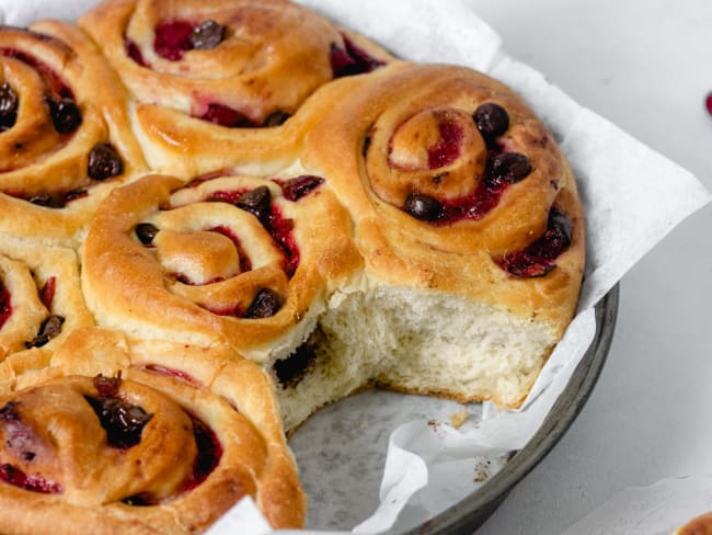 Brioches aux canneberges et chocolat vegan