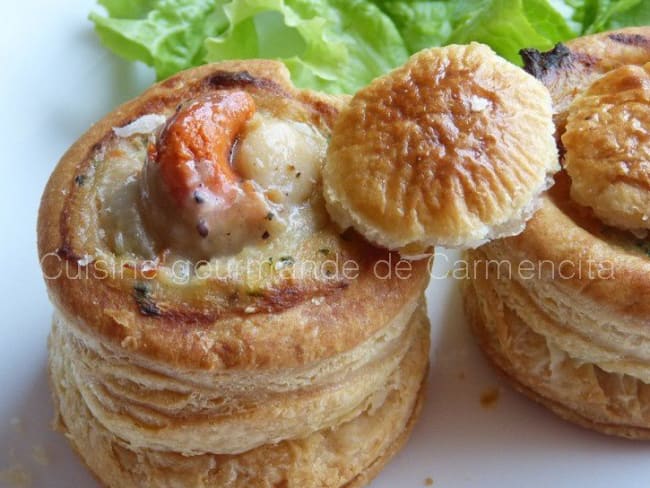 Vol au vent au saumon frais et noix de Saint Jacques