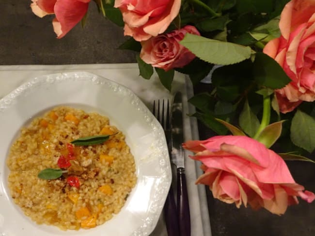 Risotto au potiron, amaretti et mostarda di frutta