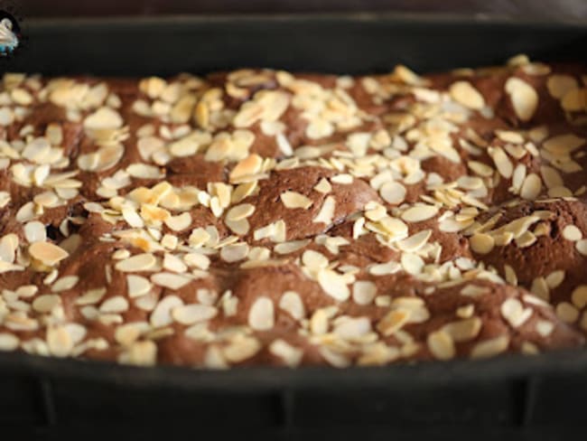 Brownie chocolat framboises amandes