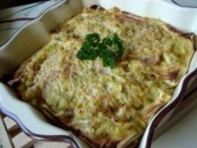 Lasagnes aux Poireaux et au Jambon