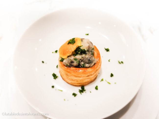 Vol au vent aux escargots sans gluten ni lait ni lactose ni levure ni œuf