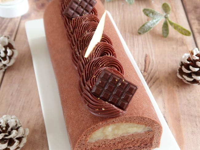 Bûche de noël vegan poire chocolat