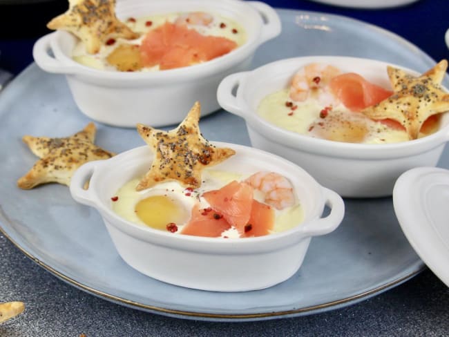 Oeuf cocotte au saumon fumé