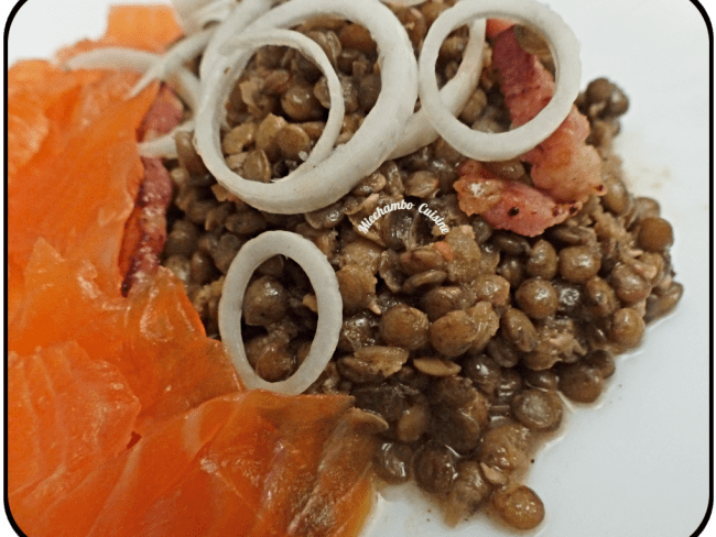 Salade de lentilles au saumon fumé