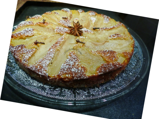 Tarte sans pâte aux poires et épices (anis étoilé, cardamome, clous de girofle, gingembre)