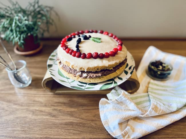 Génoise sans gluten au chaï latte et praliné