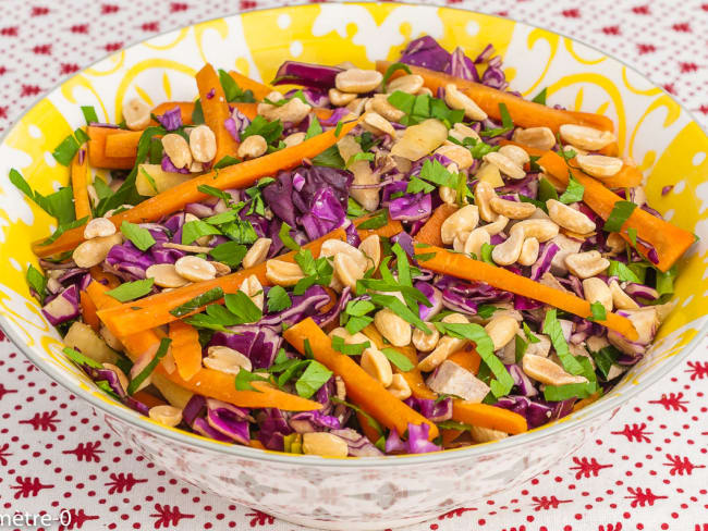 Salade détox de chou rouge et carottes au tofu